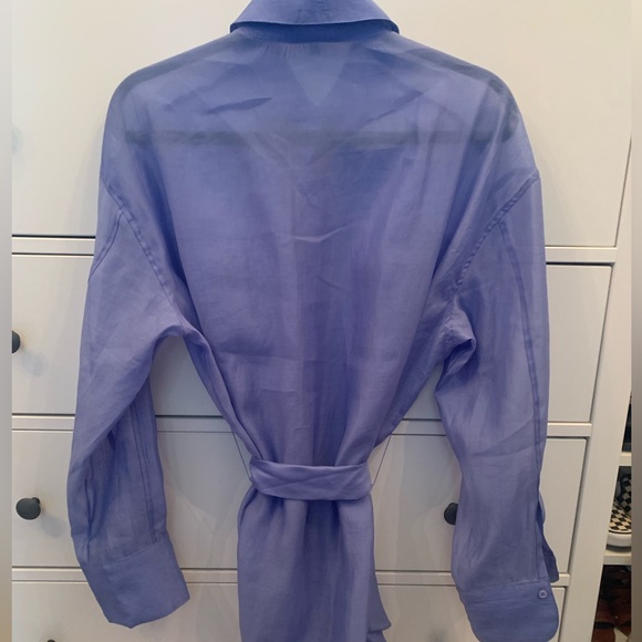English Factory @Anthropologie.  Bluish purple sheer long sleeve tunic with belt - Picture 3 of 5